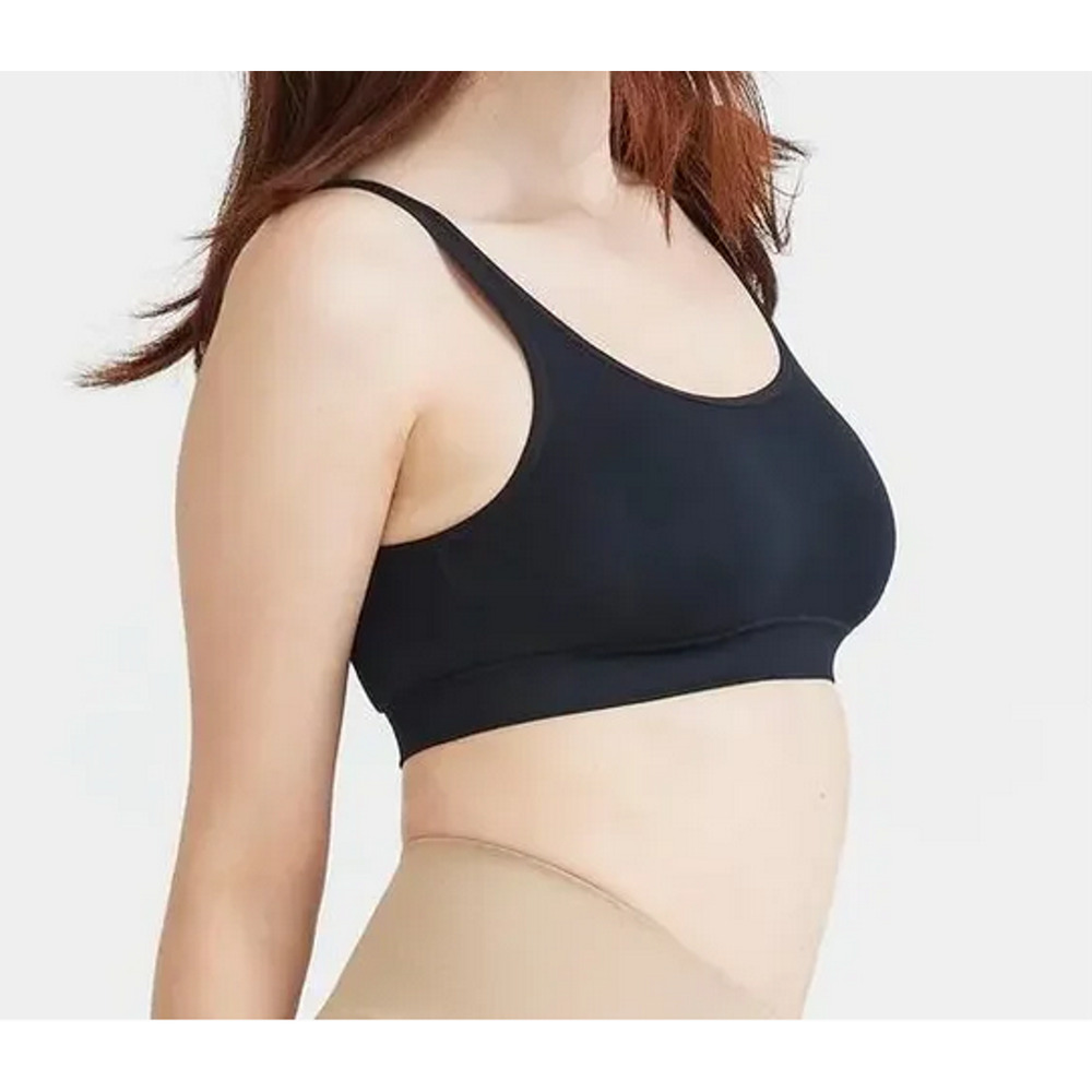 Yummie Black Scoop Neck Seamless Bra‎ With Removable Cups 1X/2X Shapewear 2 Pack